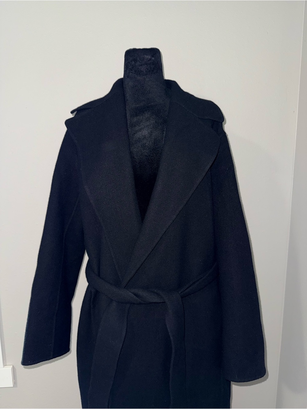 The Row Malika Coat Black Wrap Trench Wool Cashmere $2,950
